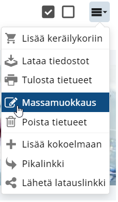 Valitse massamuokkaus valikosta